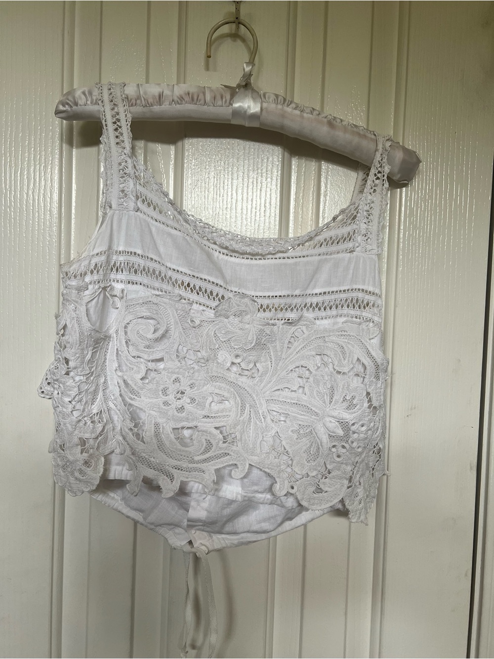 Vintage Handmade White Lace  Crop Top